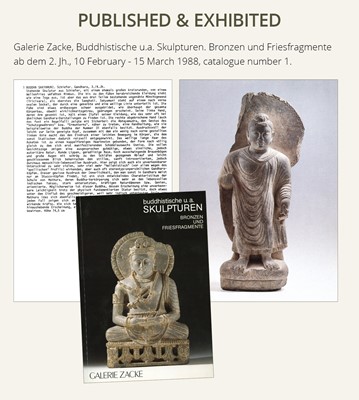 Lot 101 - A PUBLISHED GRAY SCHIST FIGURE OF BUDDHA SHAKYAMUNI, ANCIENT REGION OF GANDHARA, 3RD-4TH CENTURY