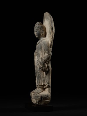 Lot 101 - A PUBLISHED GRAY SCHIST FIGURE OF BUDDHA SHAKYAMUNI, ANCIENT REGION OF GANDHARA, 3RD-4TH CENTURY