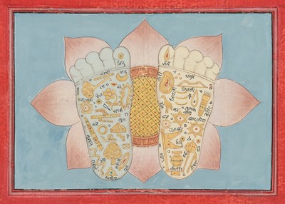 A TANTRIC PAINTING OF VISHNU’S FEET, VISHNUPADA, 18TH CENTURY