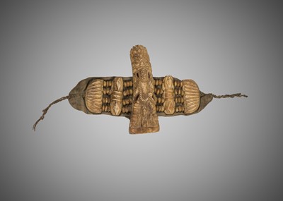 Lot 287 - A NECROMANCER’S BONE HEADDRESS, WRISTBAND AND APRON, TIBET OR NEPAL, 18TH-19TH CENTURY
