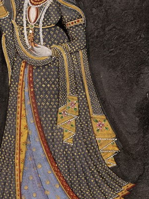 Lot 645 - AN ILLUSTRATION FROM A NAYIKA SERIES DEPICTING AN ABHISARIKA NAYIKA, KANGRA, 18TH-19TH CENTURY