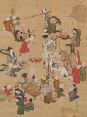 Lot 753 - MARUYAMA OKYO: A FINE PAINTING OF THE SEVEN LUCKY GODS (SHICHIFUKUJIN)