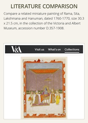 Lot 316 - AN INDIAN MINIATURE PAINTING OF RAMA AND SITA WITH LAKSHMANA AND HANUMAN