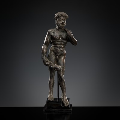 Lot 622 - A SILVER ALLOY FIGURE OF HERACLES, GRECO-BACTRIAN KINGDOM