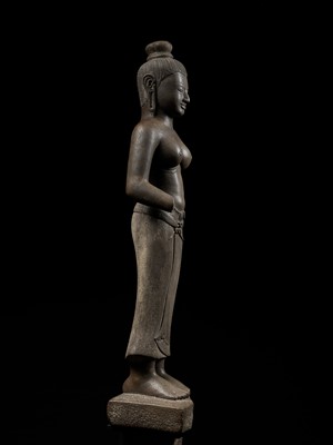 Lot 200 - A LARGE SANDSTONE FIGURE OF TARA, CHAM PERIOD, LATER MY SON E1 STYLE, 8TH-9TH CENTURY