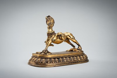 Lot 1457 - A GILT BRONZE FIGURE OF PALDEN LHAMO´S MULE, 17th – 18th CENTURY