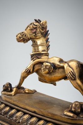 Lot 1457 - A GILT BRONZE FIGURE OF PALDEN LHAMO´S MULE, 17th – 18th CENTURY