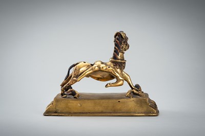 Lot 1457 - A GILT BRONZE FIGURE OF PALDEN LHAMO´S MULE, 17th – 18th CENTURY