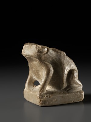 Lot 100 - A RARE WHITE MARBLE FIGURE OF A FROG, TANG DYNASTY