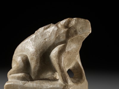 Lot 100 - A RARE WHITE MARBLE FIGURE OF A FROG, TANG DYNASTY