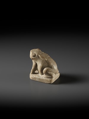 Lot 100 - A RARE WHITE MARBLE FIGURE OF A FROG, TANG DYNASTY