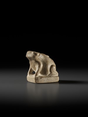 Lot 100 - A RARE WHITE MARBLE FIGURE OF A FROG, TANG DYNASTY