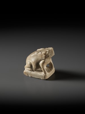 Lot 100 - A RARE WHITE MARBLE FIGURE OF A FROG, TANG DYNASTY