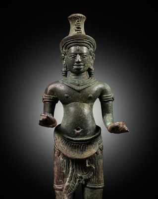 Lot 191 - A BRONZE FIGURE OF SHIVA, BAYON STYLE, 13TH CENTURY