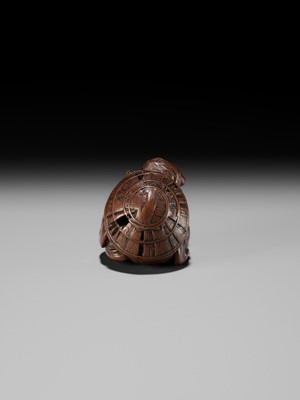 Lot 116 - MASAHIRO: A WOOD NETSUKE OF SOTOBA KOMACHI