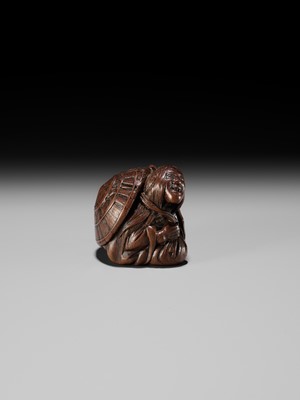 Lot 116 - MASAHIRO: A WOOD NETSUKE OF SOTOBA KOMACHI