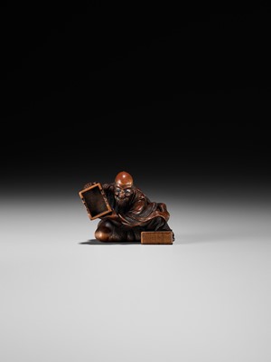 Lot 86 - MASANAO: A RARE WOOD NETSUKE DEPICTING THE TRANSFORMATION OF URASHIMA TARO