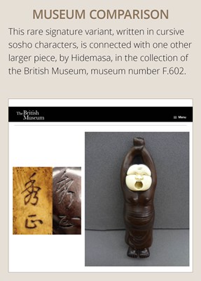 Lot 68 - HIDEMASA: A SUPERB AND LARGE IVORY NETSUKE OF THE BAKEMONO MIKOSHI NYUDO