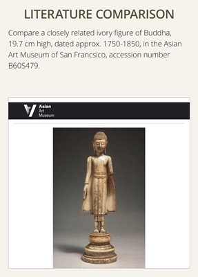 Lot 278 - A RARE IVORY FIGURE OF SARIPUTRA, THAILAND, 1750-1850