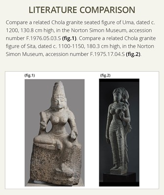 Lot 238 - A GRANITE FIGURE OF PARVATI, CHOLA PERIOD