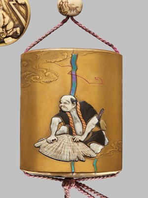 Lot 53 - A FINE SHIBAYAMA INLAID LACQUER SAYA (SHEATHE) FOUR-CASE INRO
