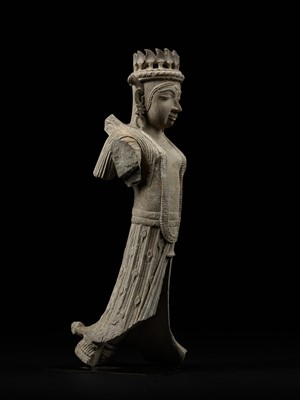 Lot 261 - A SANDSTONE ARCHITECTURAL BRACKET DEPICTING A GANDHARVA, WESTERN INDIA, 17TH-18TH CENTURY OR EARLIER