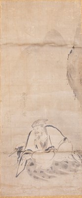 A HANGING SCROLL PAINTING OF JUROJIN WITH CRANE, c. 1900s