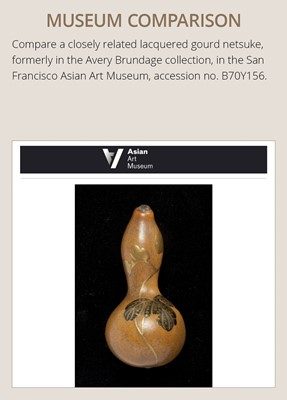 Lot 432 - A FINE AND LARGE LACQUERED GOURD NETSUKE WITH A CHUBBY HARE AMONGST AUTUMN GRASSES