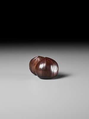 Lot 184 - MASAKAZU: A FINE NAGOYA SCHOOL WOOD NETSUKE OF TWO CHESTNUTS