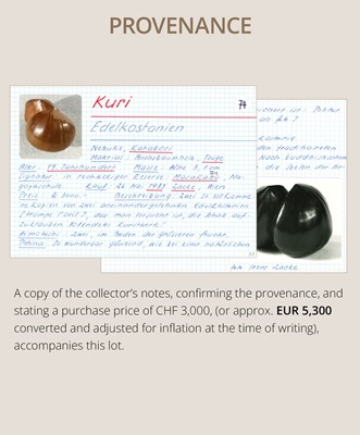Lot 184 - MASAKAZU: A FINE NAGOYA SCHOOL WOOD NETSUKE OF TWO CHESTNUTS