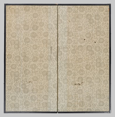 Lot 592 - KAMO SENKEN: A TWO-PANEL BYOBU SCREEN DEPICTING TAIKOBO AND JUROJIN