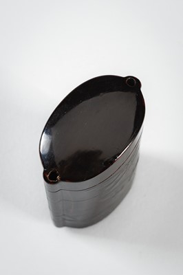 Lot 1419 - SHIGENORI: A FINE FOUR-CASE BLACK ON BLACK LACQUER INRO WITH BUTTERFLIES