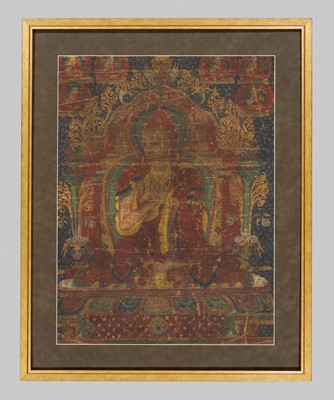 A RARE AND IMPORTANT THANGKA OF SAKYA PANDITA, TIBET, 14TH-15TH CENTURY