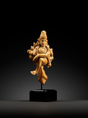 Lot 260 - A CARVED IVORY FIGURE OF VISHNU, INDIA, 17TH-18TH CENTURY