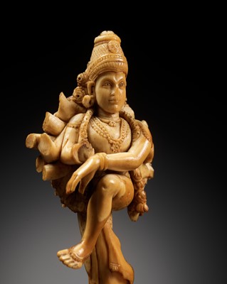 Lot 260 - A CARVED IVORY FIGURE OF VISHNU, INDIA, 17TH-18TH CENTURY