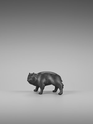 Lot 20 - SEISAI: A RARE PATINATED BRONZE OKIMONO OF A HIMALAYAN BROWN BEAR