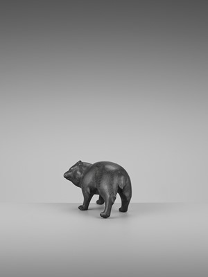 Lot 20 - SEISAI: A RARE PATINATED BRONZE OKIMONO OF A HIMALAYAN BROWN BEAR