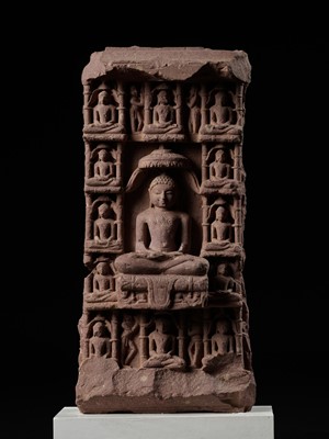 Lot 251 - A JAIN PINK SANDSTONE STELE, 10TH-11TH CENTURY