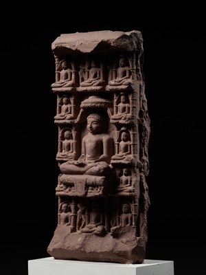 Lot 251 - A JAIN PINK SANDSTONE STELE, 10TH-11TH CENTURY