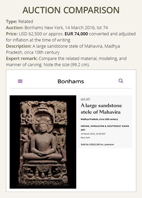 Lot 251 - A JAIN PINK SANDSTONE STELE, 10TH-11TH CENTURY