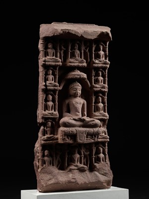 Lot 251 - A JAIN PINK SANDSTONE STELE, 10TH-11TH CENTURY