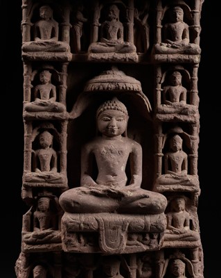 Lot 251 - A JAIN PINK SANDSTONE STELE, 10TH-11TH CENTURY