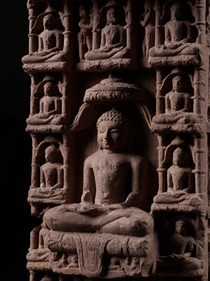 Lot 251 - A JAIN PINK SANDSTONE STELE, 10TH-11TH CENTURY