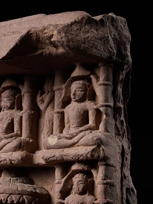 Lot 251 - A JAIN PINK SANDSTONE STELE, 10TH-11TH CENTURY