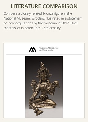 Lot 22 - A COPPER ALLOY FIGURE OF GREEN TARA, NEPAL, 18TH - 19TH CENTURY