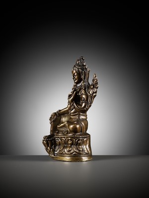 Lot 295 - A BRASS FIGURE OF ARYATARA, NEPAL , 18TH CENTURY