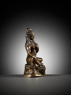 Lot 295 - A BRASS FIGURE OF ARYATARA, NEPAL , 18TH CENTURY