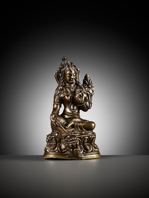 Lot 295 - A BRASS FIGURE OF ARYATARA, NEPAL , 18TH CENTURY
