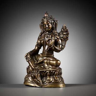 Lot 295 - A BRASS FIGURE OF ARYATARA, NEPAL , 18TH CENTURY