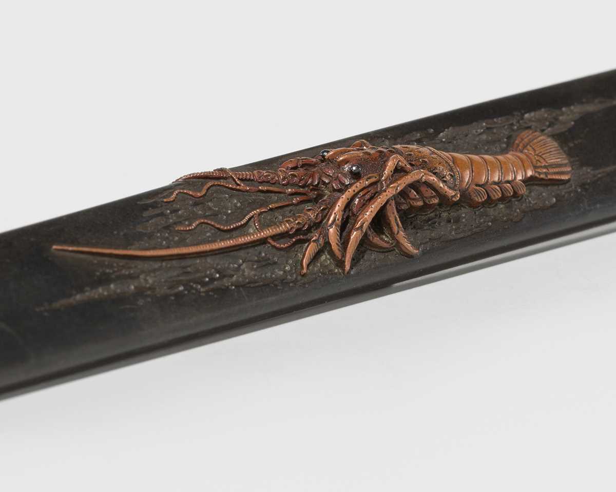 Lot 257 - NOMURA MASAHIDE: A FINE SHIBUICHI KOZUKA WITH ISE-EBI (SPINY LOBSTER)